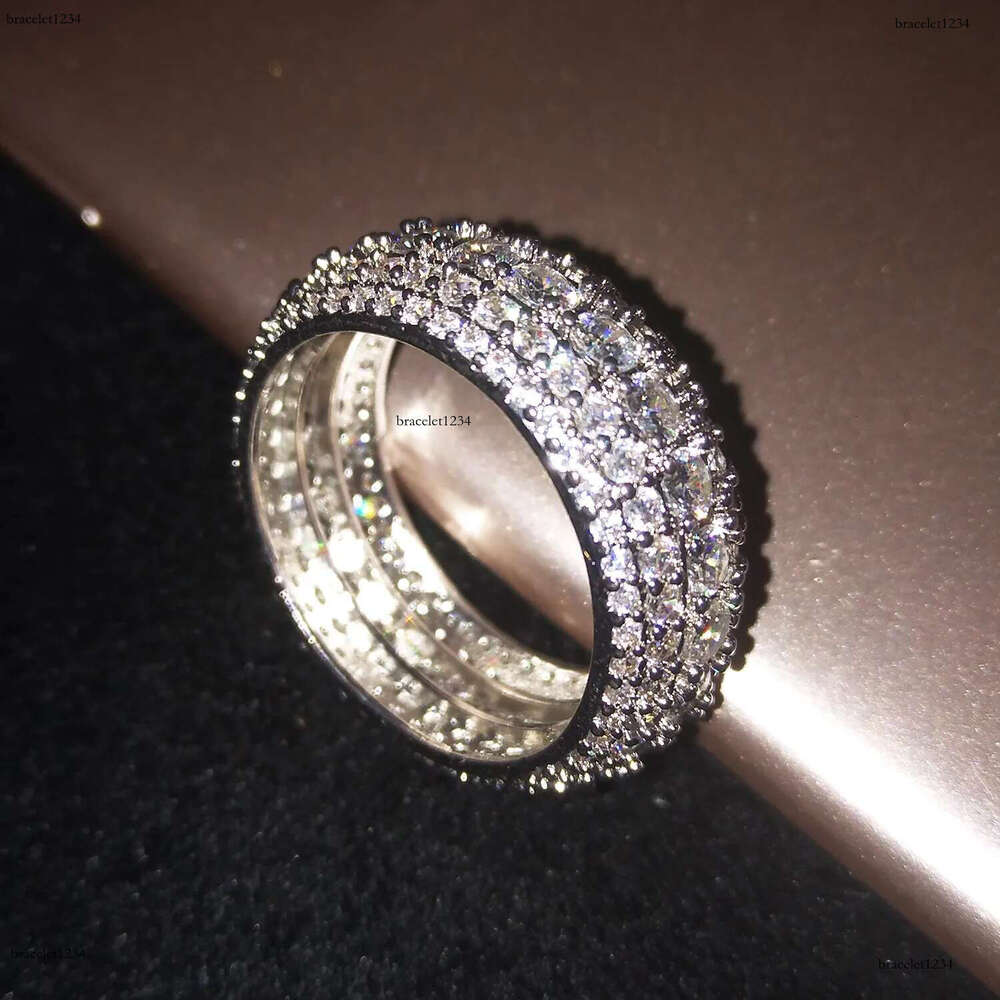 Hip Hop CZ Cubic Zircon Geometric Finger Ring Band Iced Out White Gold Bg Baguette Dia Rings for Women Men Boyfriend Valentine Birthday Jewelry Gifts