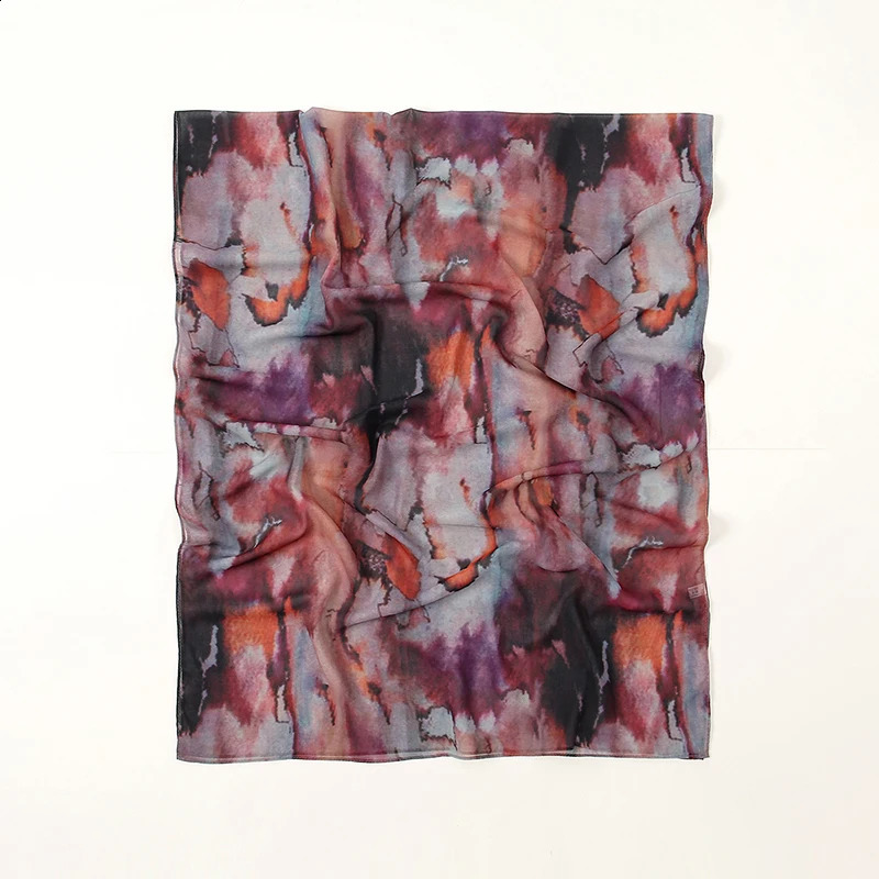 Watercolor Digital Print Chiffon Hijab Scarf Woman Muslim Hijab Shawl Lady Colorful Blue Ethnic Turban Bandana 180*70cm 250424
