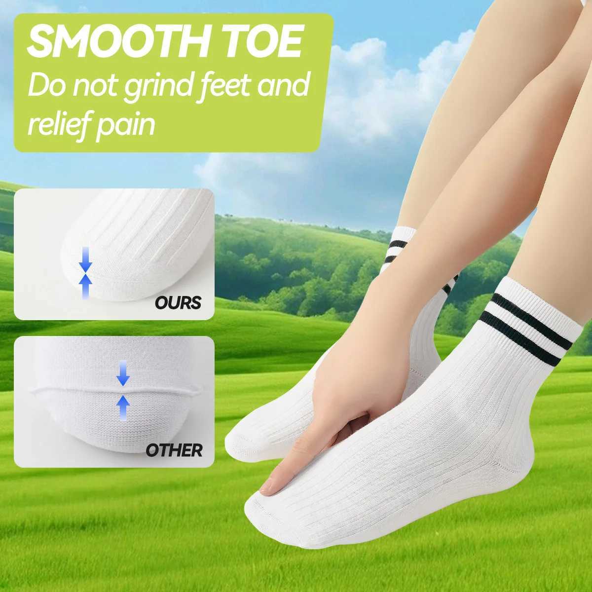 Kids Boys Girls Cotton Socks - Seamless Double Needle Ribbed 2-Stripe Teens Students All Season School Home Sports Socks G251124