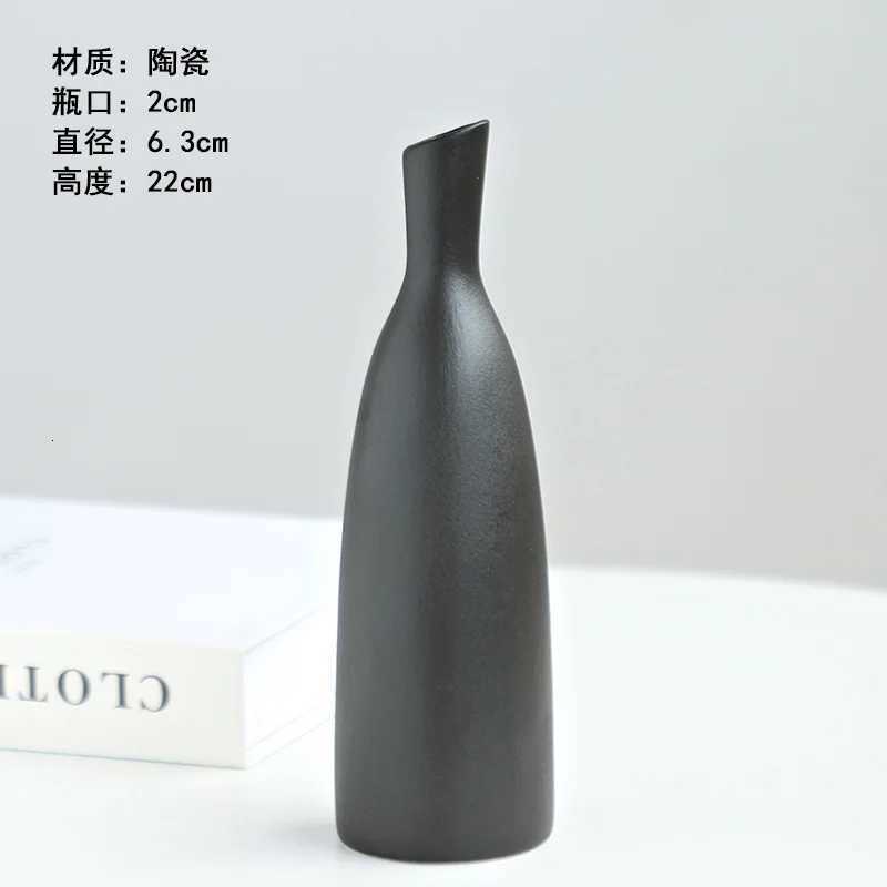 Solid Color Ceramic Vase Ins Small Diameter Vase Ornaments Light Luxury Dining Table Living Room Dried Flowers Flower Set C251124