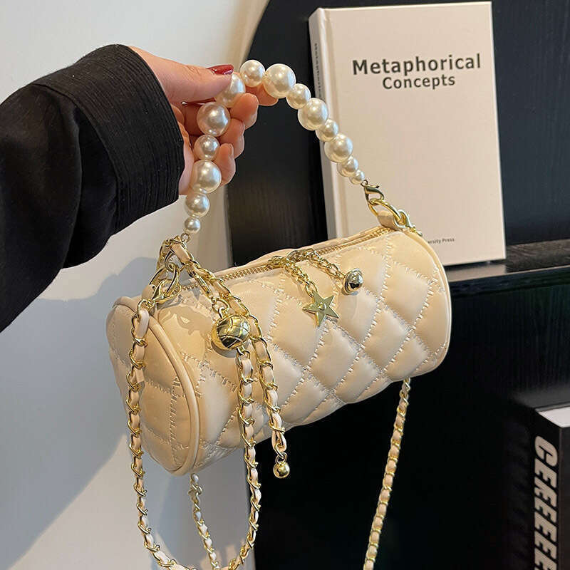 Summer Single Shoulder Women's Designer Handbag Lattice Pattern Cylindrical Bag High-end Appearance Design A Must-have for Fashionable Outfits