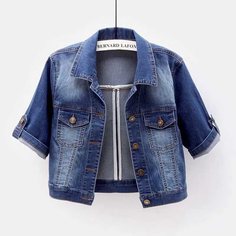 Denim Jacket Women Short Sleeve Jean Jacket Woman Elastic Comfortable Denim Coat Chaqueta Vaquera Mujer Veste Jeans Femme J251124