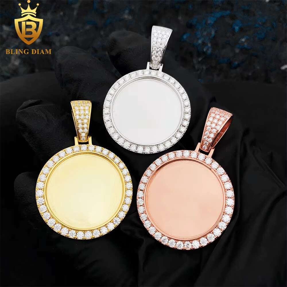 Custom Photo Fine Jewelry Vvs Moissanite 925 Sterling Silver Memory Circle Gold Plated Memory Pendant Bulk