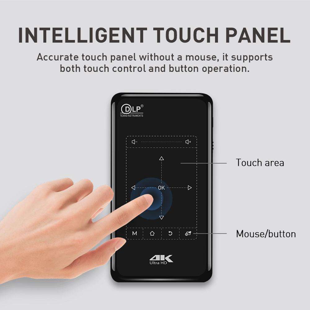 S90 Portable Pocket Mini Projector 3D 4K 3LED DLP Full HD Wifi Function with Battery Outdoor LED 32 GB 30000 Hours Led Lamp