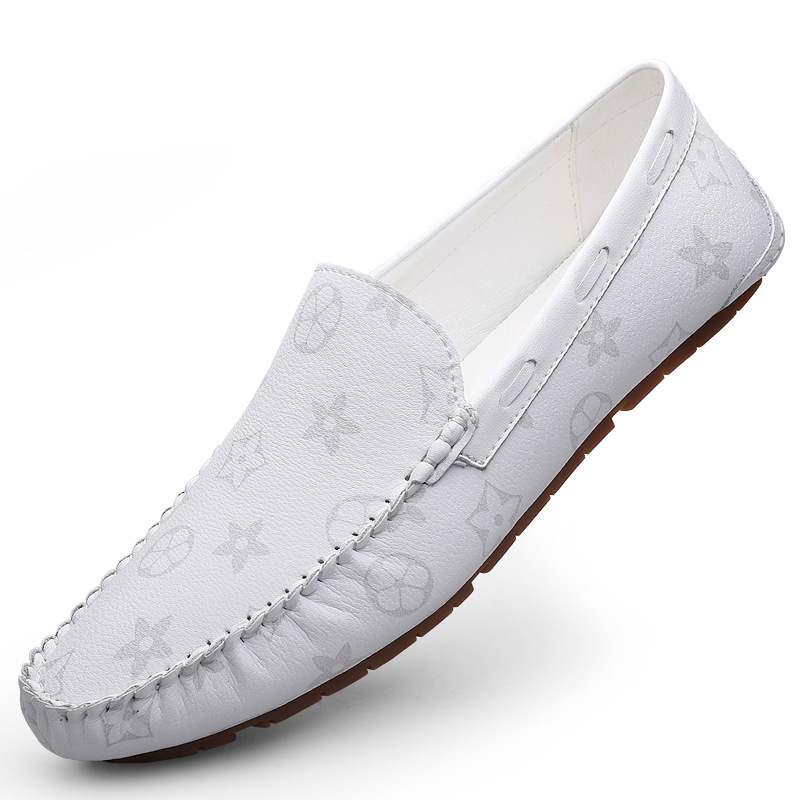 Free shipping men's fashion printed leather loafers multi pattern non slip comfortable breathable versatile daily wear casual driving shoes for o - view 5