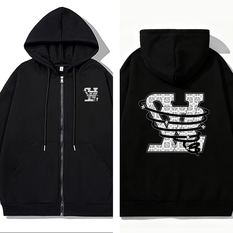 Men's Hoodies Zipper Luxurious Design Cotton Warm Print Pattern High-end Black And White color Fashionable Hip-Hop Classic Birthday Gift Hoodies 