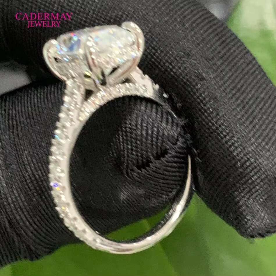 S925 Silver Sterling Long Oval 5ct Fancy Moissanite D VVS1 Pass Diamond Tester Engagement Wedding Rings Brand