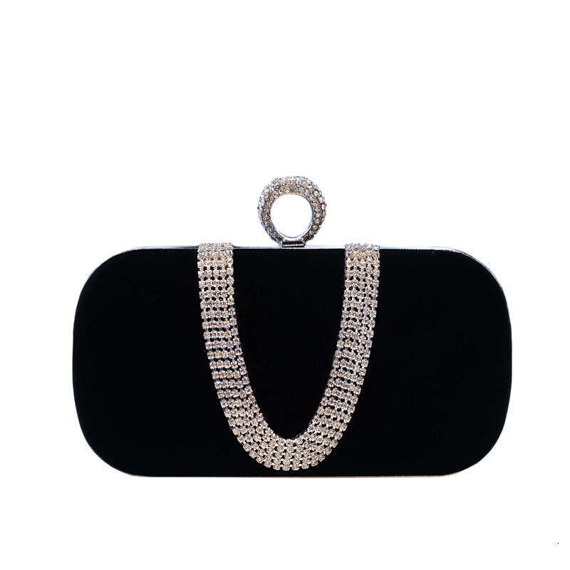 Dinner Bag Velvet Diamond Decorated Black Velvet Banquet Bag High End Cheongsam Bag KQ
