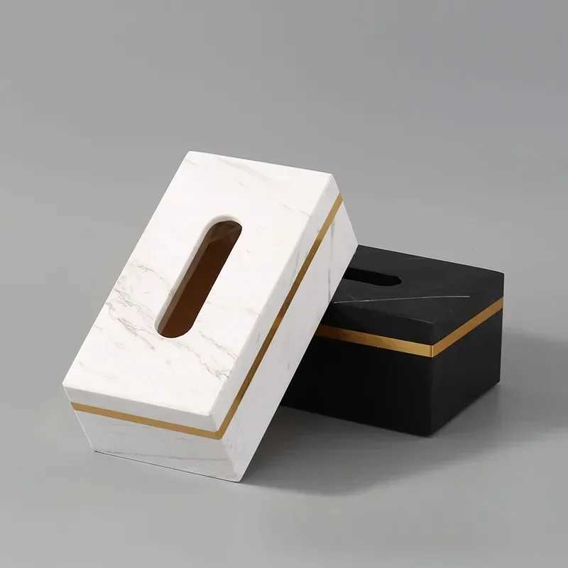 Nordic Modern Natural Marble Tissue Box Rectangular Light Luxury Paper Box Home Hotel Model Room Ornaments Creative CraftsM251124