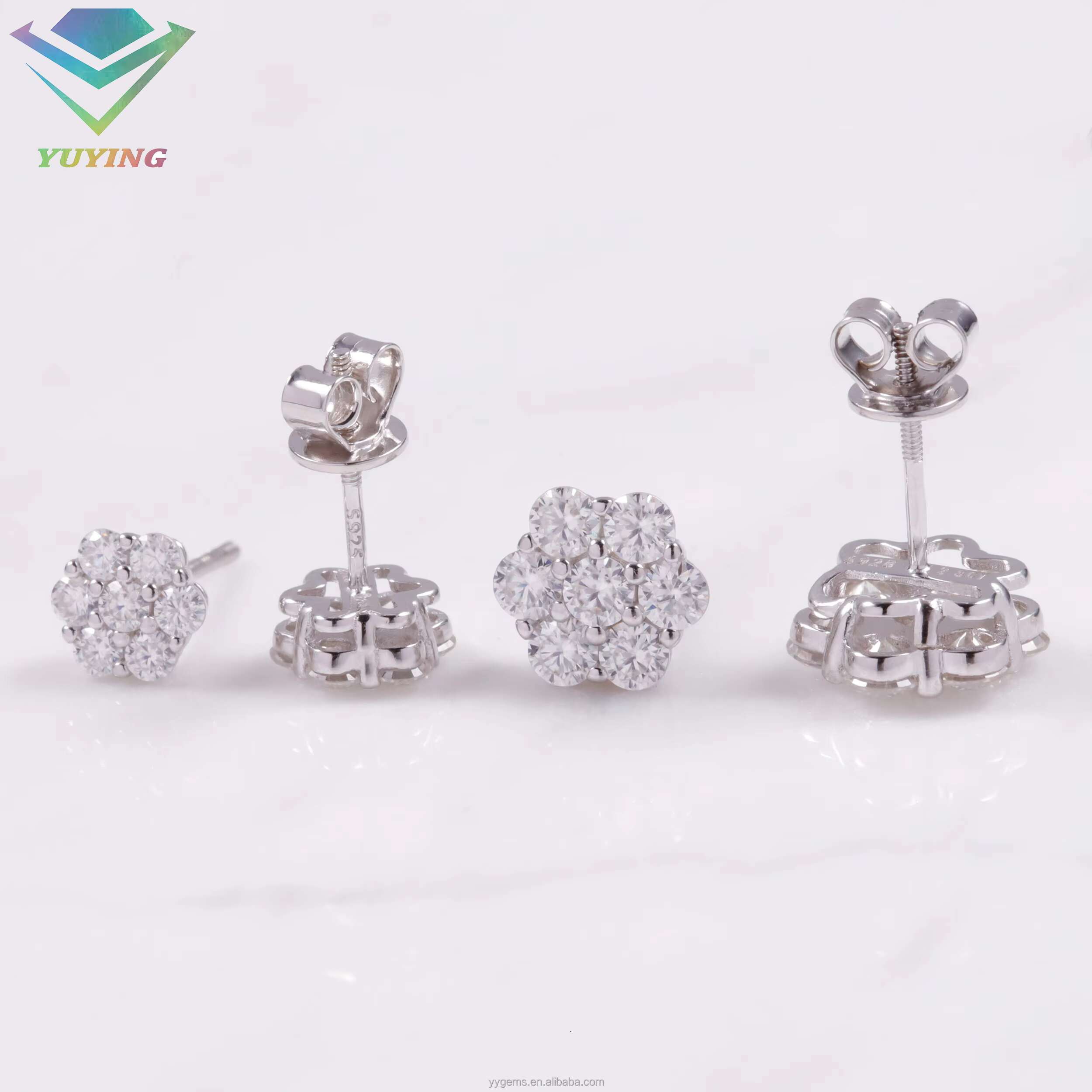 Fashion Studs Snowflake Sunflower Design Anti Allergy 925 Sterling Silver Excellent Round Cut VVS Moissanite Earrings Jewelry