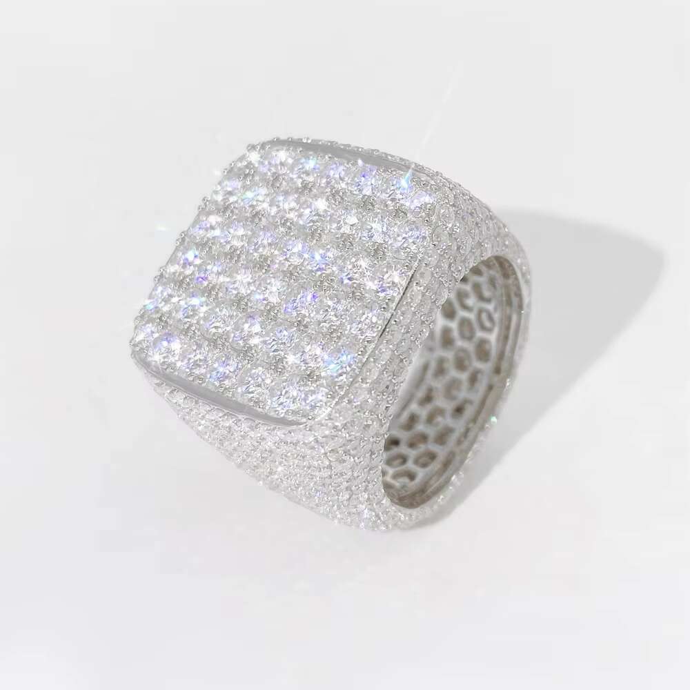 New Arrival Hiphop Gold Plated Silver 925 Vvs Moissanite Mens Custom Fully Iced Out Diamond Rings