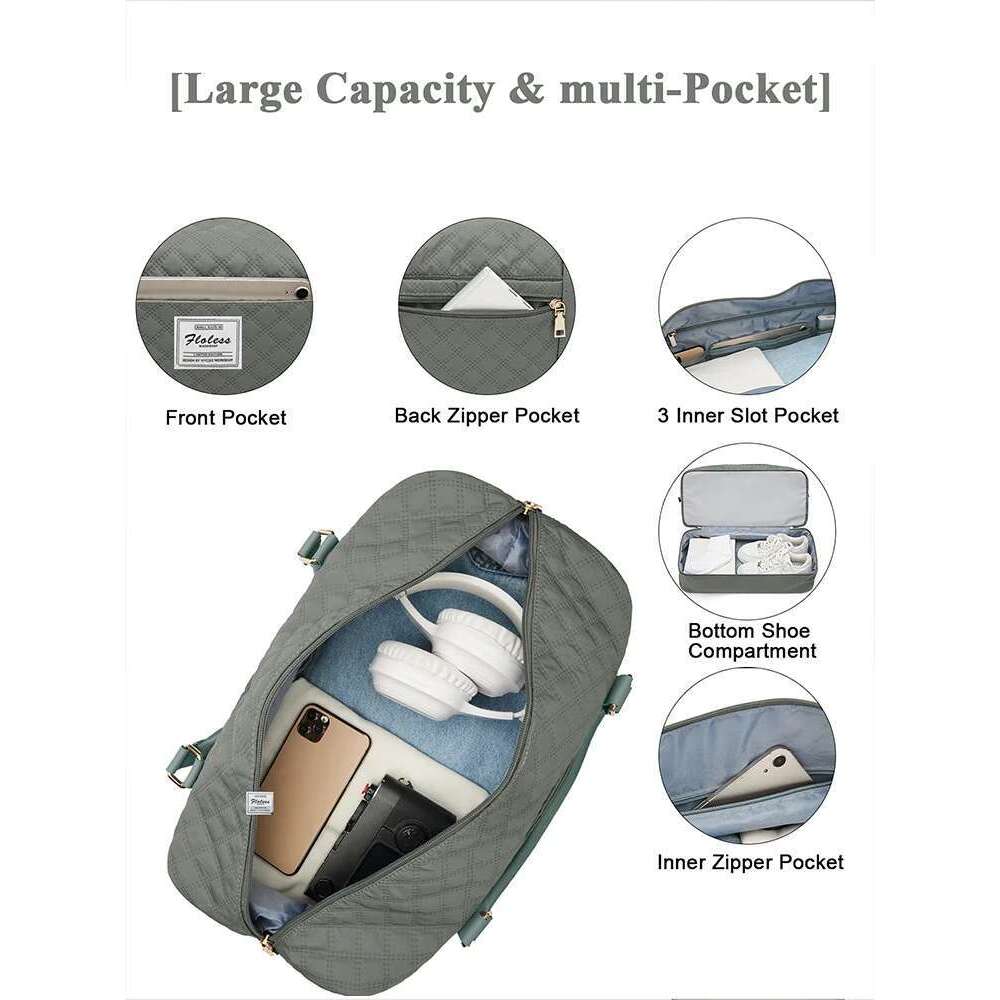 Folding Duffel Airlines Carry On Lage Bag For Women, Large Capacity Sports Weekends Overnigh Travel Storage