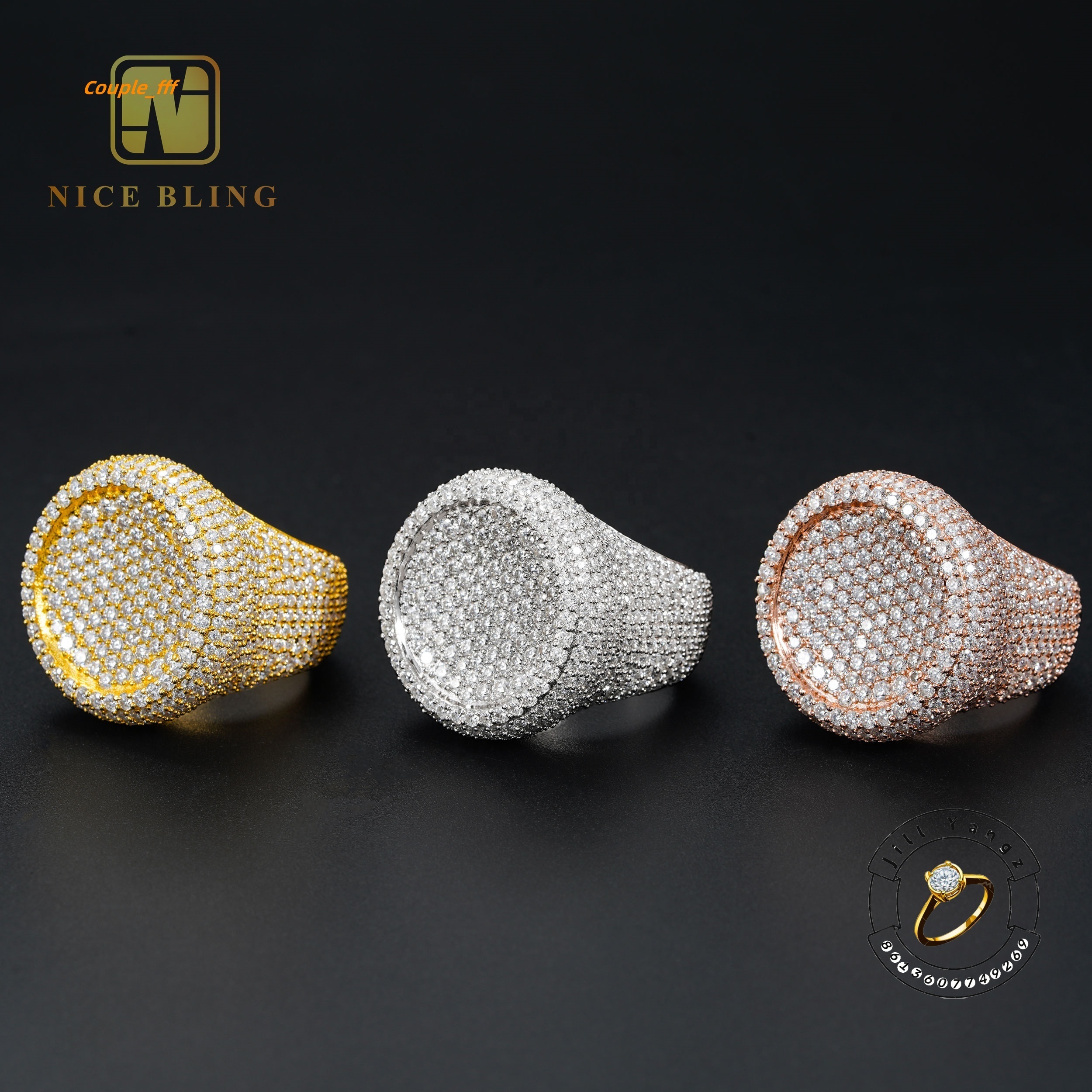 Rose Gold Plates Vvs Moissanite Championship Ring Sterling Silver Rings for Men Hip Hop Rock Iced Out Gifts for Men