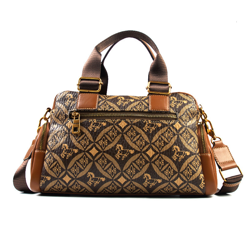 MASA Vintage Flower Fashion Handbag Middle Aged Women S Bag Light Luxury High End Texture Crossbody Bag Tote Bag