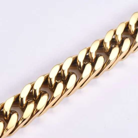 Fashion Stainless Steel Mens Gold Chain Round Cuban Link Chains Bracelet
