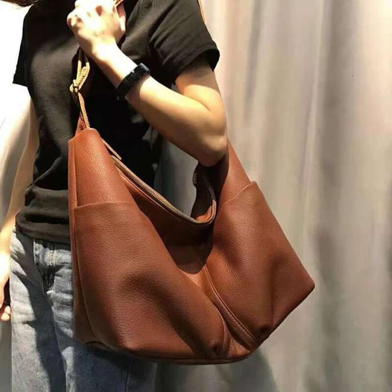 Designer Bag Genuine Leather Shoulder Capacity 100% Natural Cowhide Tote Women Big Casual Satchel Top Quality Multi Pockets Bags