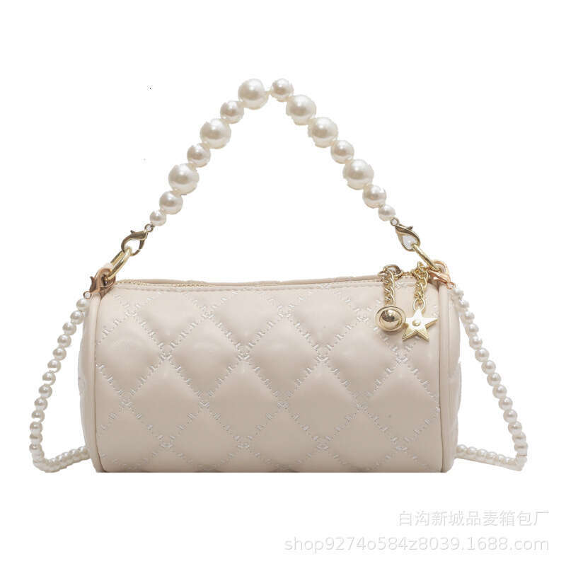 Summer Single Shoulder Women's Designer Handbag Lattice Pattern Cylindrical Bag High-end Appearance Design A Must-have for Fashionable Outfits