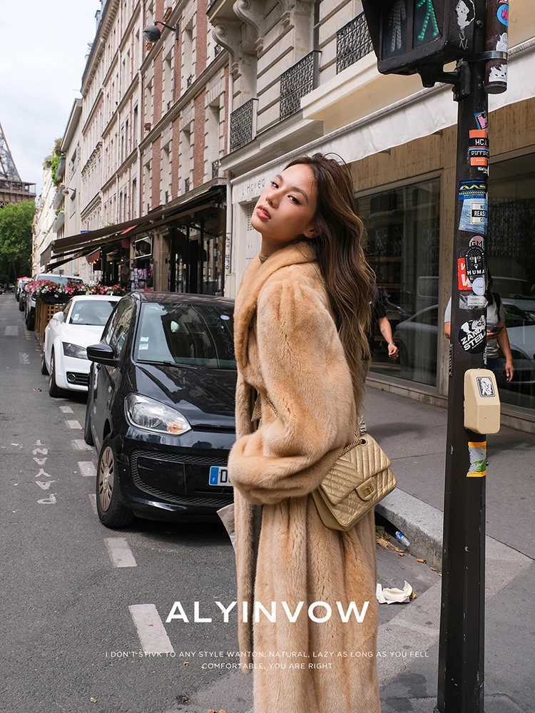 Lautaro Autumn Winter Luxury Soft Thick Warm Faux Mink Fur Coat Women Shawl Collar Elegant Retro Chic Fluffy Furry Overcoat 2025 J251124