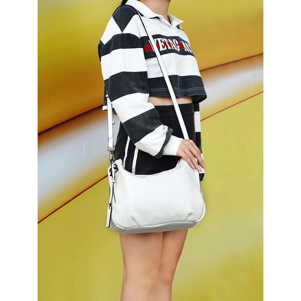 Designer Bag Zency Black Beige Soft Leather Hobo Women Simple Casual Top Handle Handbag Shoulder Large Capacity Crossbody Bag Medium Size
