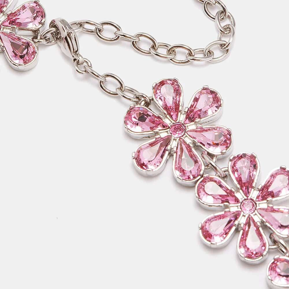 Stonefans Pink Crystal Flowers Choker Statement Accessories Fashion Women Rhinestone Collar Necklace Clavicle Jewelry