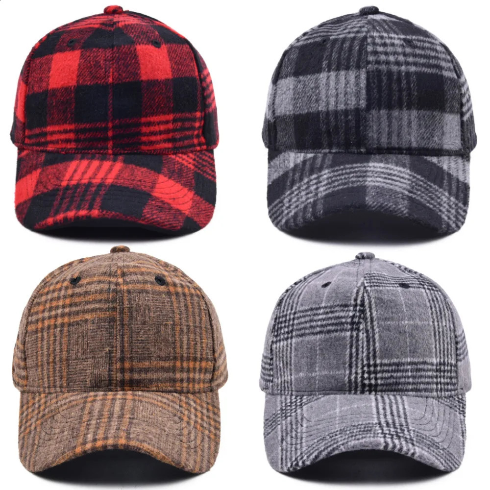 Winter Fleece Plaid Baseball Caps For Women Casual Outdoor Keep Warm Adjustable Hat Boys And Girls Hip Hop Bone Gorras 250321