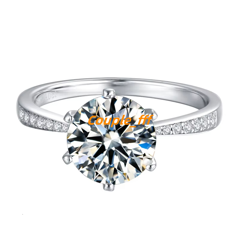 AISMI Wholesale Premium 3.0 Ct Womens Engagement Ring Custom-made S925 Silver Platinum Plated With Round Moissanite Diamond