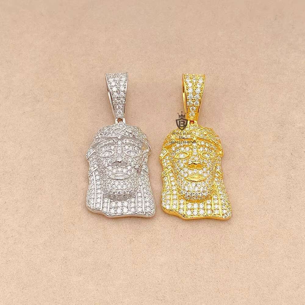 Wholesale Price Ready to Ship Jesus Head Mens Silver Only Vvs Mossinate Diamond Pendant