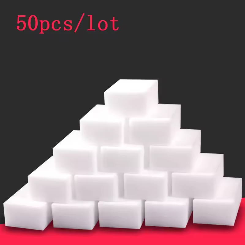 50pcs/set White Magic Melamine Sponge Eraser Cleaning Brush Sponge Bathroom Kitchen Dishwashing Nano Sponges