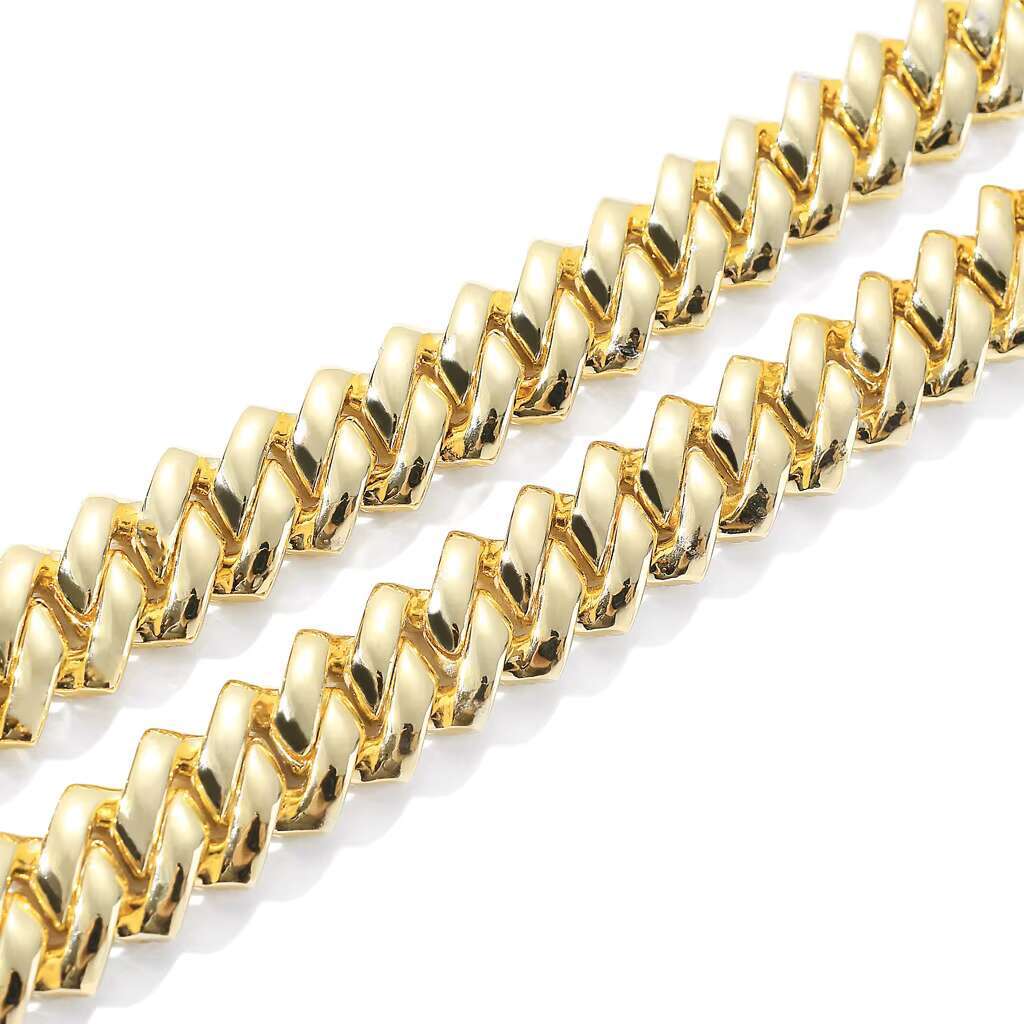 Mens Hip-Hop Cuban Link Necklace Zircon 14mm Diamond Iced Out Chain Bracelet