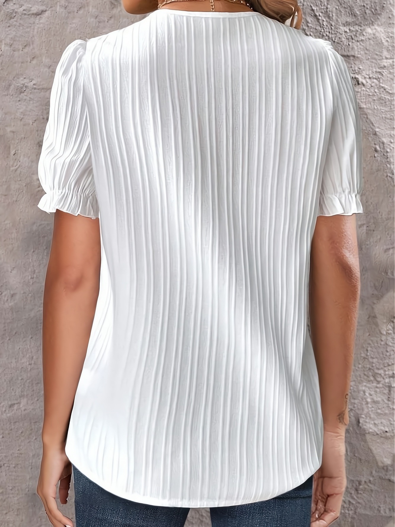 2023 summer simple V-neck button solid color shirt for womens clothing