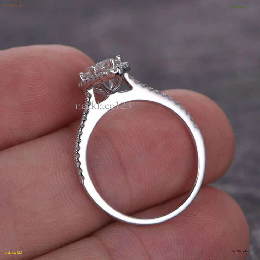 Jewelry 1ct Marquise Shaped Moissanite Dia Engagement Solid 14K White Gold Promise Ring For Bridal