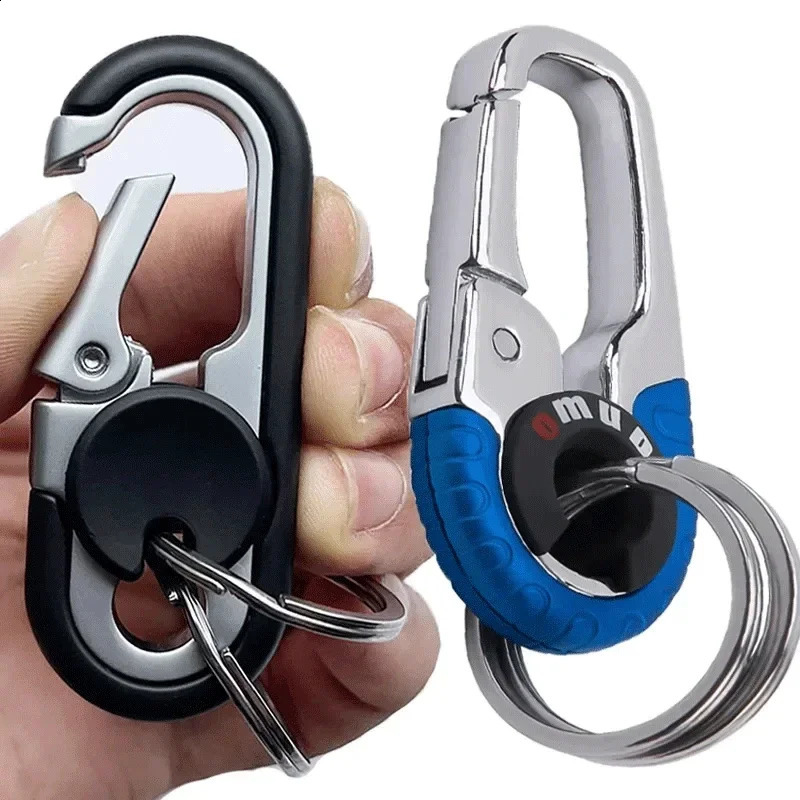 Mens Keychain Hook Stainless Steel Buckle Outdoor Climbing Tool Double Ring Fishing Car Accessories 250418 250418