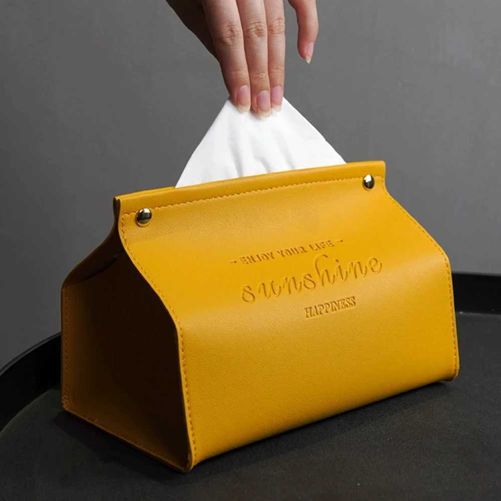 Pu Leather Tissue Box Car Living Room Tissue Box Home Decoration Multi-purpose Solid Color Creative Napkin Storage Box Nordic StM251124