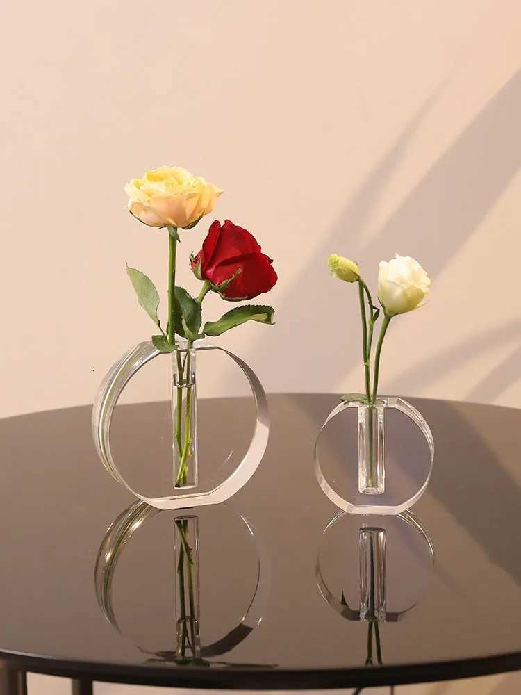 European Crystal Glass Vase Light Luxury Transparent Round Mini Flower Vases Hydroponic Systems Modern Home Decoration Accessory C251124