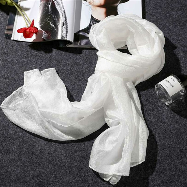 K495 Pure color Dutch linen scarf female summer long sun protection shawl spring and autumn gauze scarf breathable beach towel silk scarf autumn and w