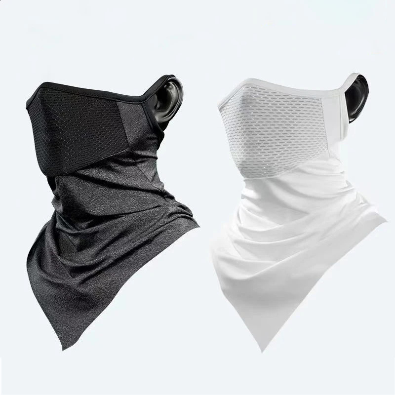 3pcs Summer Mask Full Face Bicycle Neckerchief Cycling Bandana UV Protection Mask Breathable Ice Silk Outdoor Hanging Ear Scarf 250424