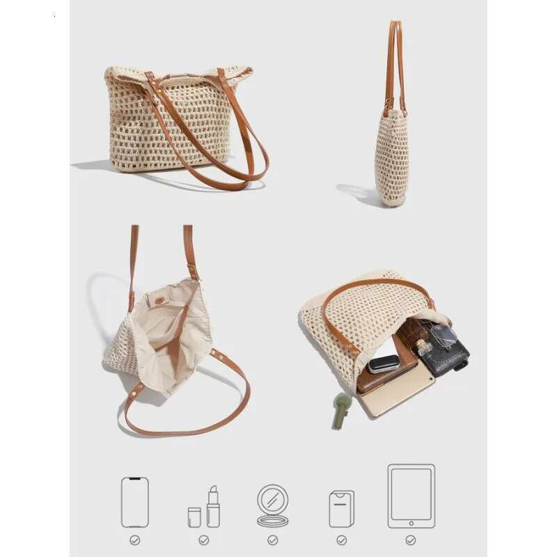 Designer Bag 2025 Handmade Woven Beach 2025 New Women Large Shoulder Tote Underarm Commuter Vacation Bag Handbags For Women Straw Bag Luxury Bag