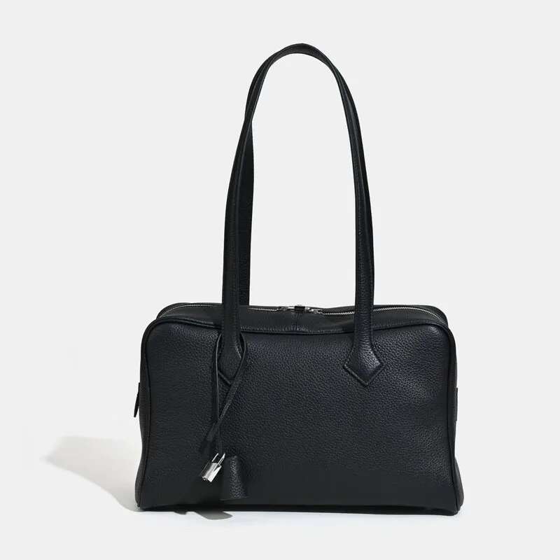 35cm Women's Handbag Boston Commuter Work Office Ladies Shoulder Classic Soft Lightweight Genuine Leather Bag