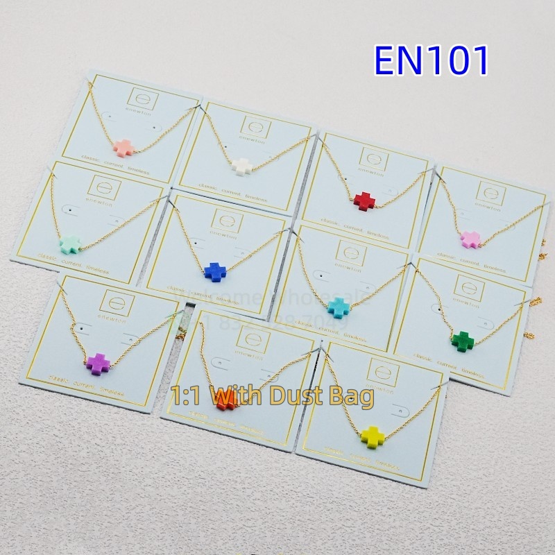 1:1 E-Newton Brand Cross Pendant Necklaces Brand Jewelry Gold Chain Luxury Jewelry Christmas Gift EN101