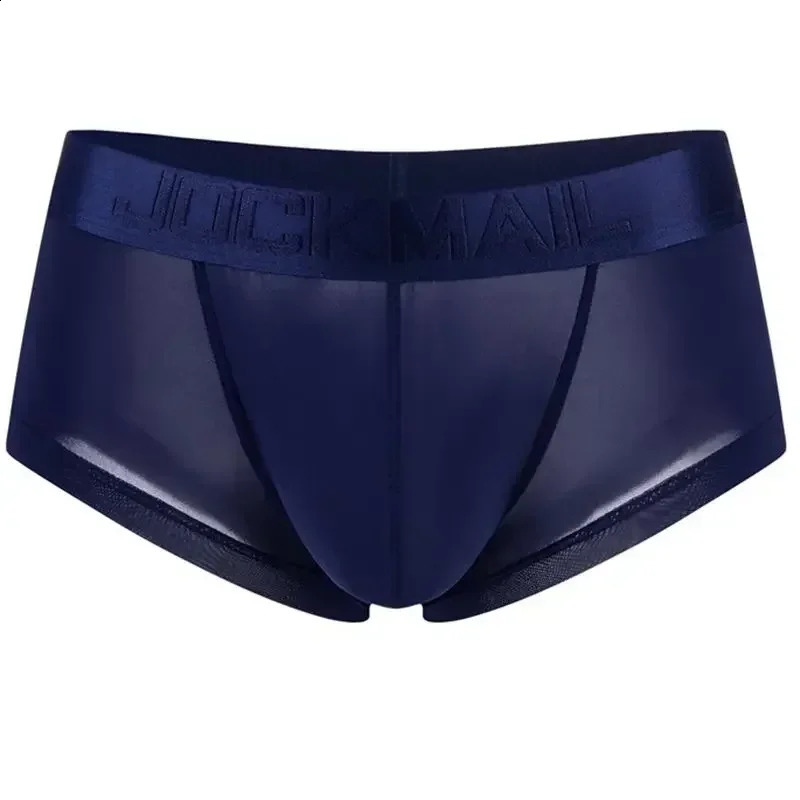 Sexy Underwear Mens Boxing Shorts Ice Silk Original Breathable Ultra Thin Transparent Fun Gay 250417
