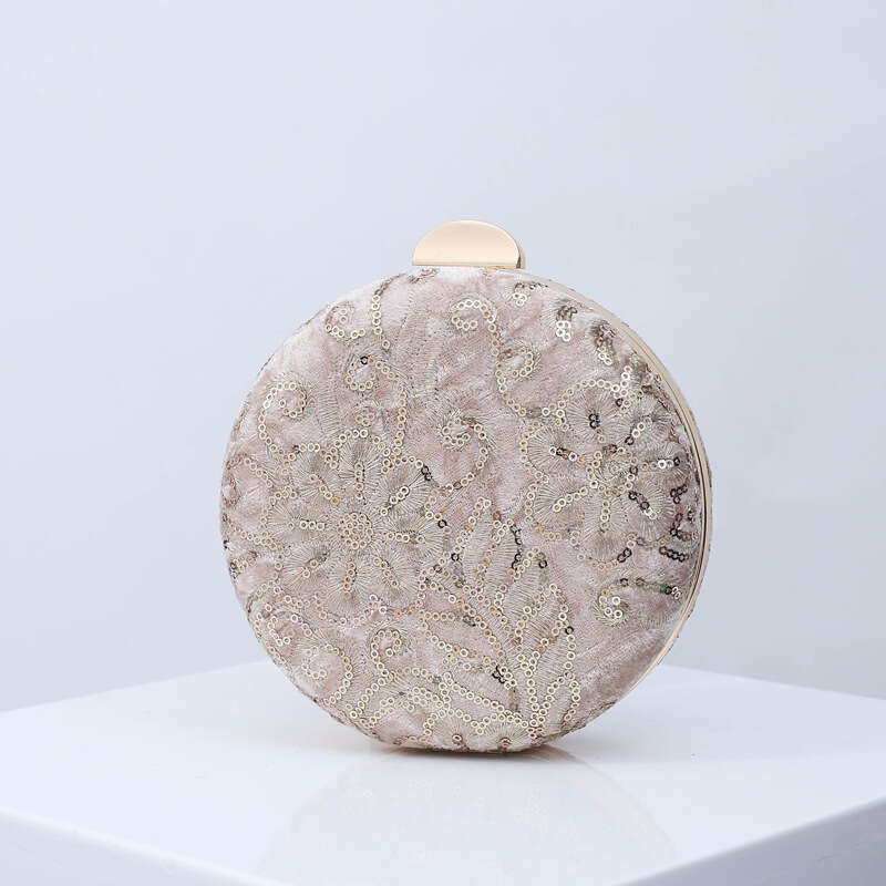 Dinner Bag Pearl Embroidered Evening Velvet Cheongsam Women S Handbag Small Round Dress Crossbody Bag Wedding Bag KQ