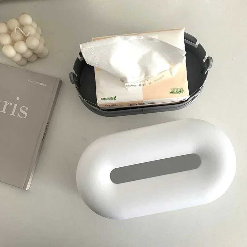 Ins White Plastic Tissue Box Table Organizer Kitchen Bedroom Storage Box Living Room Drawer Office Removable Paper Tissue BoxM251124