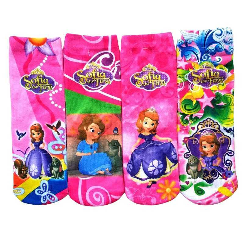 MINISO 4Pairs/Lot Boys Girls Bright Color SOCKS Sofia Cars Design SOCKS Festival Dressing Kids SOCKS Size 15-22cm G251124