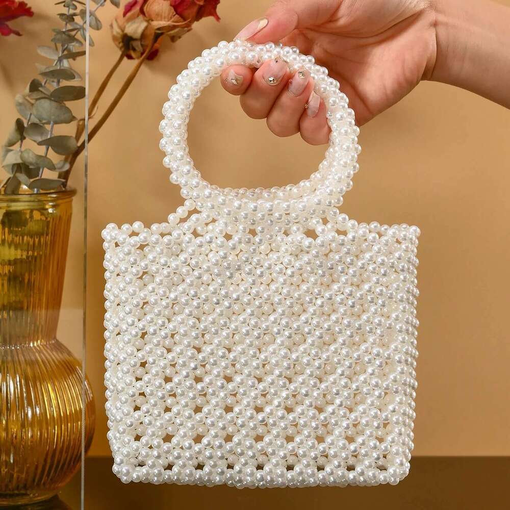 New Pearl Hand-Beaded Finished Fashion Catwalk Women's Cross-Body Light Texture Net Red Mobile Phone Bag