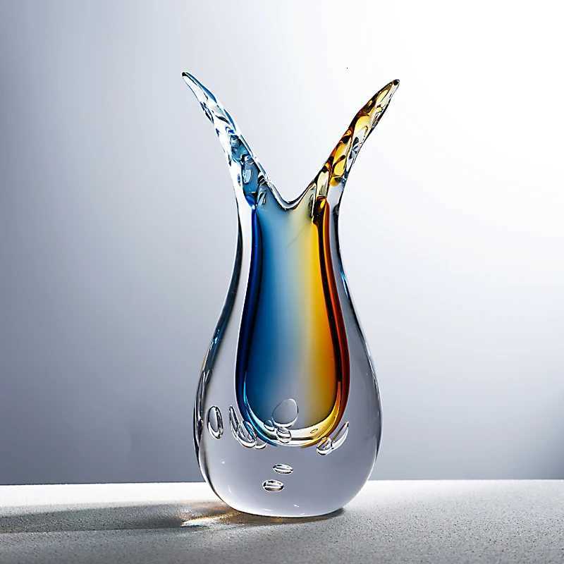 Light luxury creative glass vase living room entrance decoration water-grown flower art vase home decoration C251124