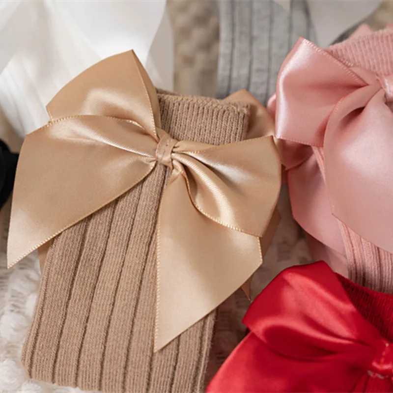 Baby Girls Socks Autumn Winter Kids Big Bow Knee High Long Soft Cute Kids Christmas Sock Cotton Red Newborn Socken For 0-8 Years G251124