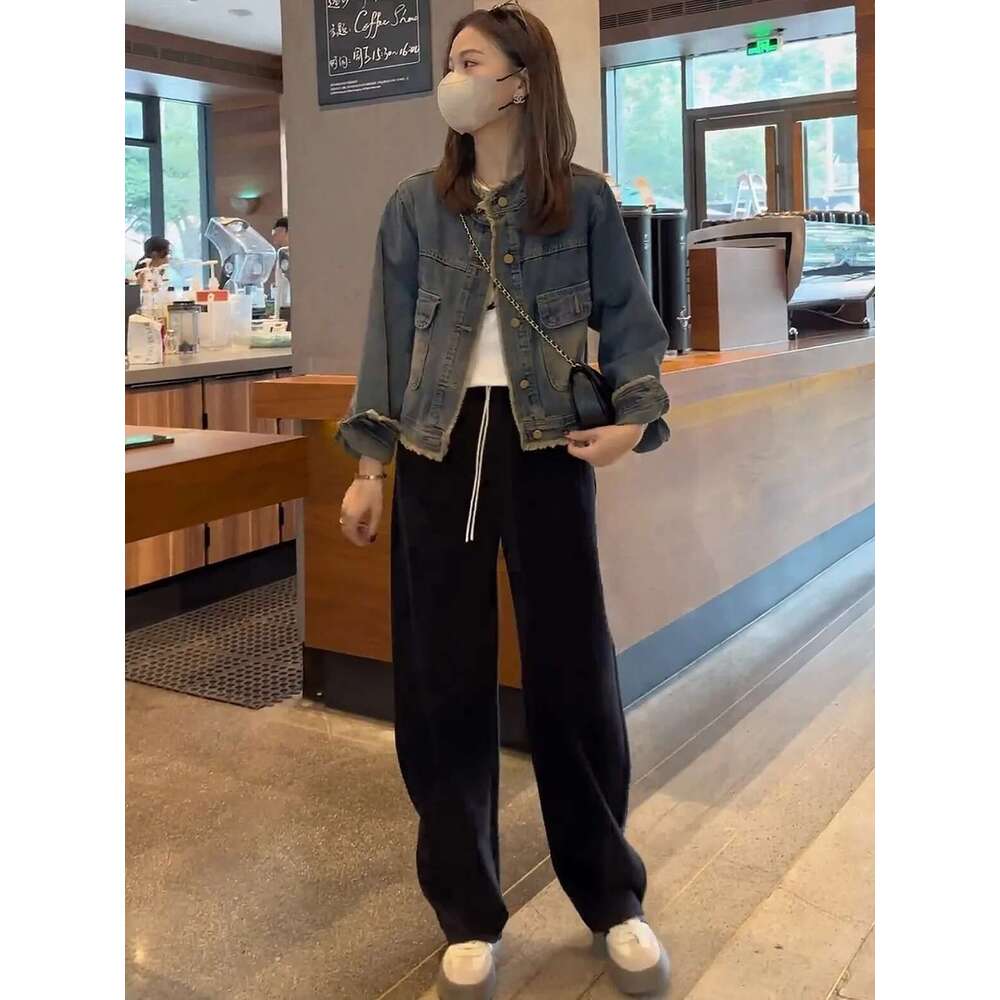 Designer Clothes Women's New Spring And Fall Denim Round Neck Burlap Vintage Washed Do Old Loose Thin Meilad Top Coat Jacket Casual