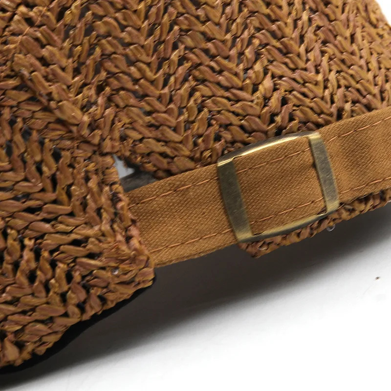 Paper straw hat simple breathable summer leather hat lightweight womens mens s boy hat outdoor flat sun hat khaki navy hat 250423