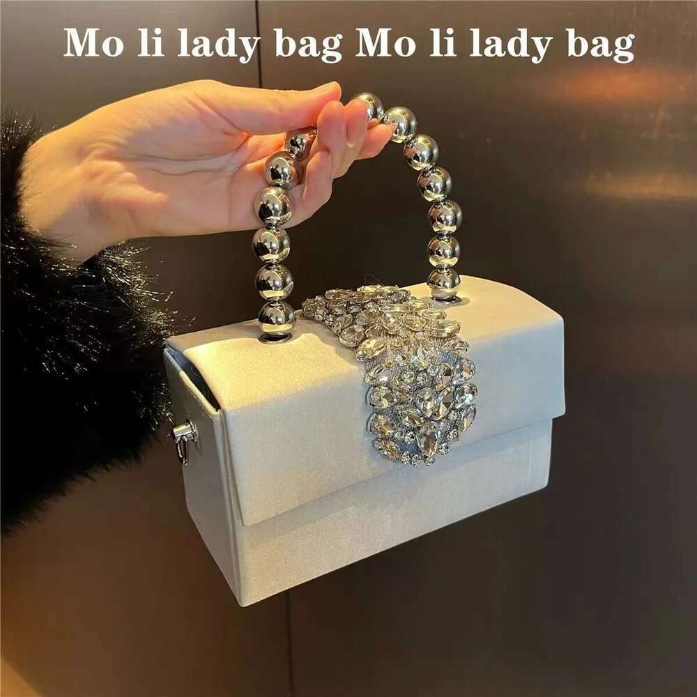 Designer Bag 2025 Designer Bag 2025 Women Satin Handbag Square Crystal Shiny Rhinestones Dia Evening Wedding Party Clutch Purse Crossbody Bag Luxury B