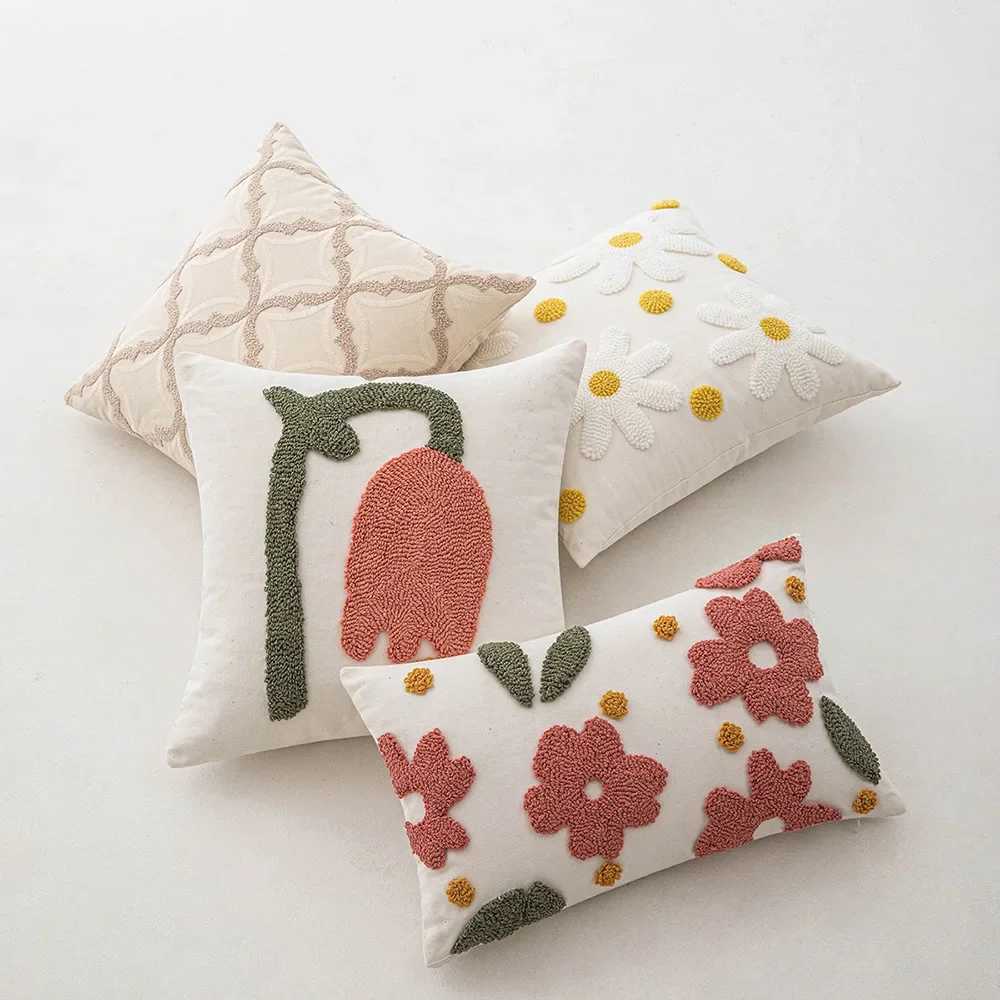 1PCS fashionable jacquard embroidered flower-patterned soft throw pillow cover G251124